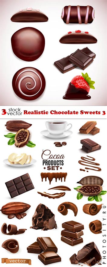 Векторный клипарт - Шоколад, сладости / Realistic Chocolate Sweets 3
